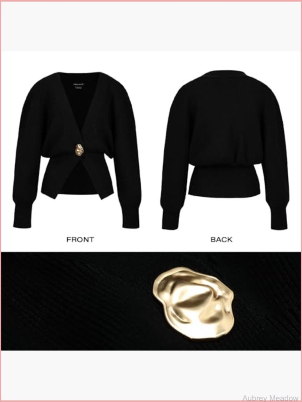 V-Neck Knitted Cardigan Gold Button Long Sleeve Lightweight - Picture 4 of 7